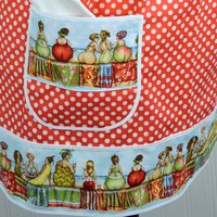 XS - 5X Fruit Ladies Border-Print Pinafore with no ties, relaxed fit smock with pockets, humorous beach theme apron