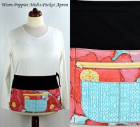 SHIPS FAST~ Worn Poppies Multi-Pocket Apron with money pocket for vendors; teachers; servers; delightful ready to ship teacher gift