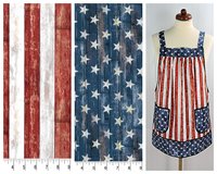 Stars and Stripes Pinafore Apron with no ties, patriotic flag smock apron with pockets made-to-order XS to 5X