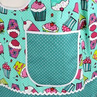 XS to 5X Teal Cupcakes Pinafore Apron with no ties, Relaxed Fit Smock with pockets,  handmade after order