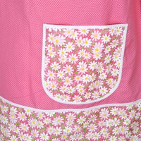 Daisies & Pin Dots on Pink Pinafore Apron with no ties, relaxed fit smock apron with pockets, made to order (XS - 5X)