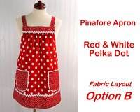 Red Polka Dot Pinafore with no ties, relaxed fit smock apron with pockets,  made to order XS to 5X