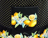 Lemon Fresh (Border Print) Pinafore Apron with no ties, relaxed fit smock apron made to order XS to 5X, spring & summer retro citrus apron