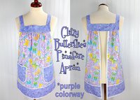 Pink Glitzy Butterflies Pinafore with no ties, relaxed fit smock apron with pockets, colorful with a bit of sparkle XS -5X