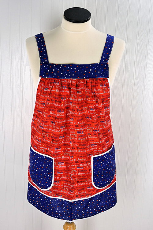 Red white blue Pinafore Apron made to order in 3 sizes, XS - 5X handmade by Laurie's Gifts