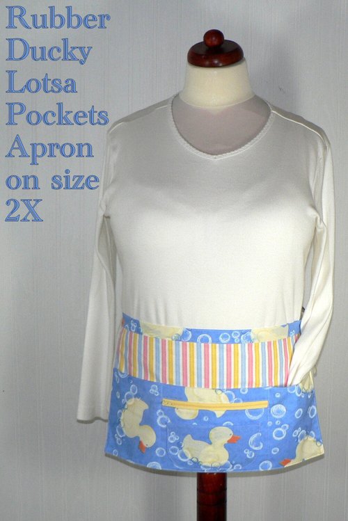 SHIPS FAST~ Rubber Ducky Multi-Pocket Half Apron, teachers, soap makers, craft shows, ONE apron fits waists up to 40" ready to ship