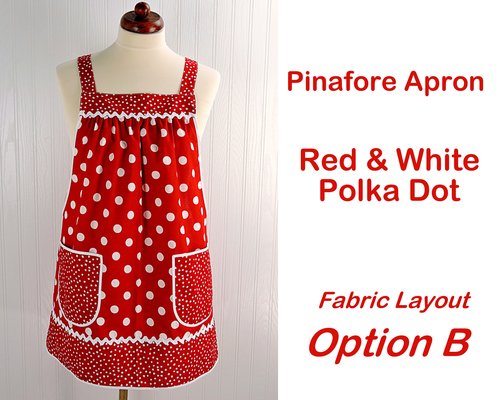 Red Polka Dot Pinafore with no ties, relaxed fit smock apron with pockets,  made to order XS to 5X