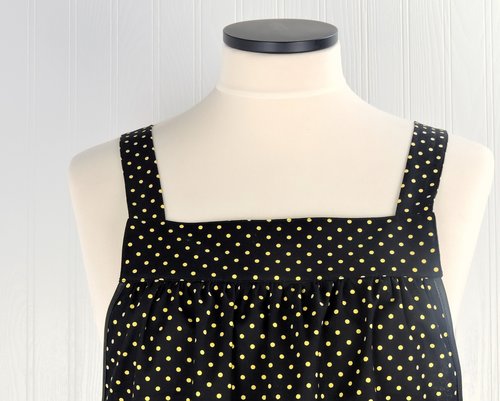 Lemon Fresh (Border Print) Pinafore Apron with no ties, relaxed fit smock apron made to order XS to 5X, spring & summer retro citrus apron