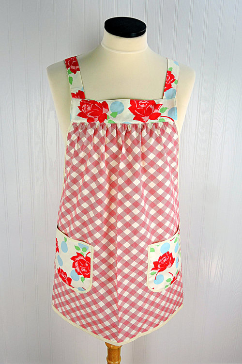 SHIPS FAST~ Cheeky Picnic Pinafore with no ties, relaxed fit smock with pockets, retro farmhouse apron, standard size L-XL-2X ready to ship