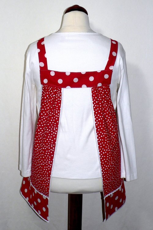 Red Polka Dot Pinafore with no ties, relaxed fit smock apron with pockets,  made to order XS to 5X